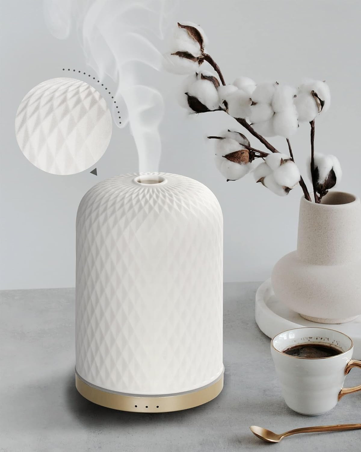 AromaGlow Diffuser / SereniMist Ceramic / ZenAura Stone / Mistique Home Diffuser / CalmiSphere 110 / EchoMist Ceramic / TranquilGlow Diffuser / VibeMist Decor / LumiMist USB / WhiteWave Aroma / CeramiCool Diffuser / PureZen Aroma / FlowMist Essence / BreatheEase 110 / WhisperMist Stone
