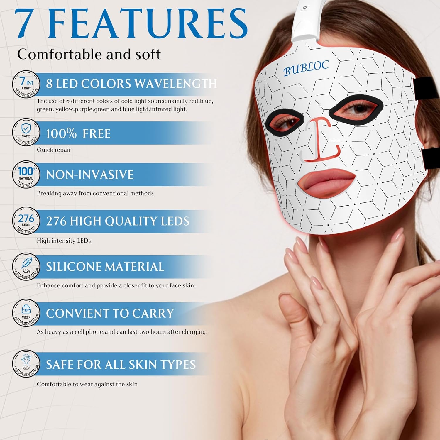 LumiGlow Mask / DermaBeam / GlowWrap 7 / BMask Pro / Radiance7 LED / AuraSkin Mask / GlowRay Contour / SkinLume / RejuvaMask / RedRay Pro

