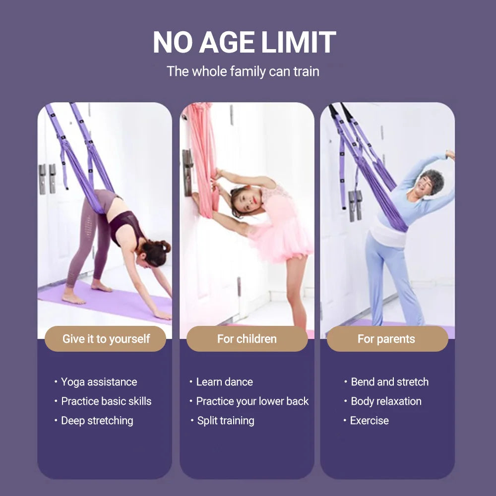 Aerial Yoga Strap Pull Rope Woman Hammock Stretch Leg Splits Trainer Female Gym Belt Aerial Hammock Swing StretchingFlexAura Strap / SplitMaster Pro / StretchLite Trainer / ZenFlex Aerial / AeroStretch Band / ElevateFlex Strap / PosePerfect Trainer / InverStretch Belt / SkyFlow Yoga Strap / SplitEase Hammock / CoreFlex Band / AirStretch Trainer / BendBoost Yoga Strap / FlexiZen Aerial / StretchFlight System Inversion